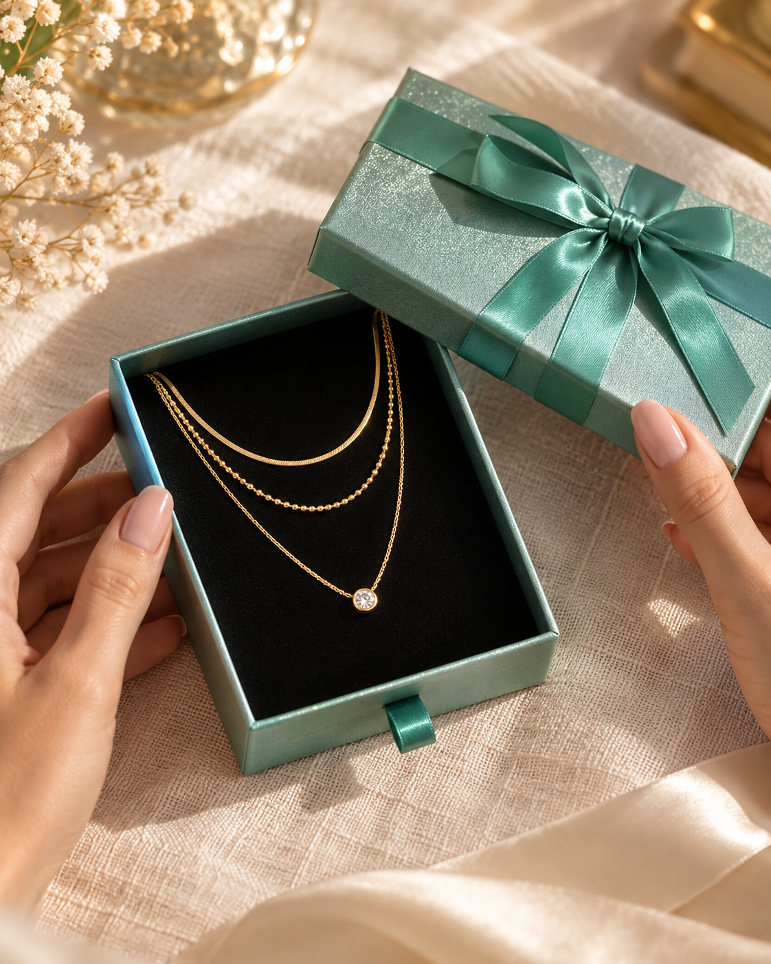 Cofanetto Tiffany con Collana d’Oro